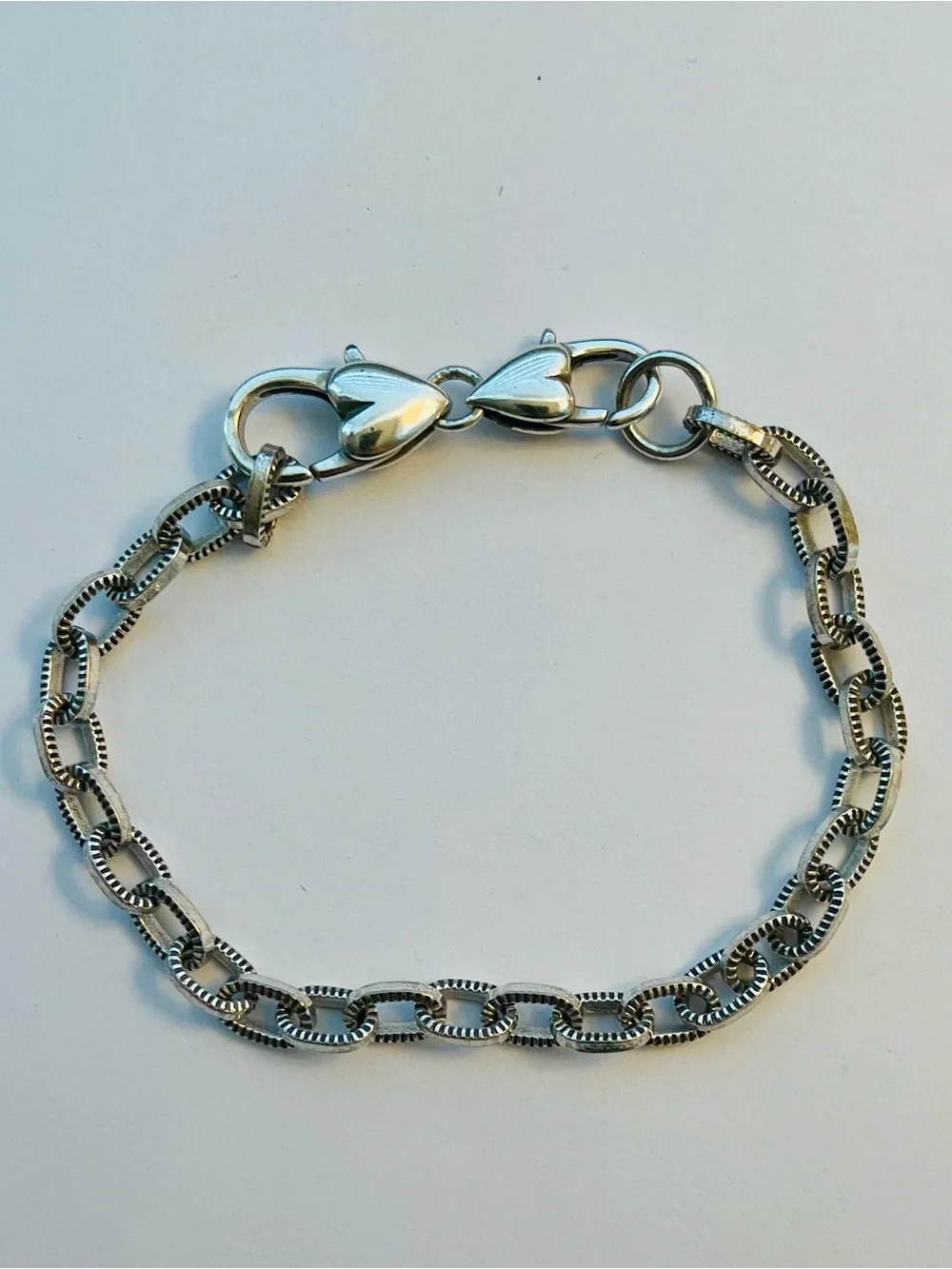 Brighton Silver-Tone Two Hearts Retired Charm Bracelet